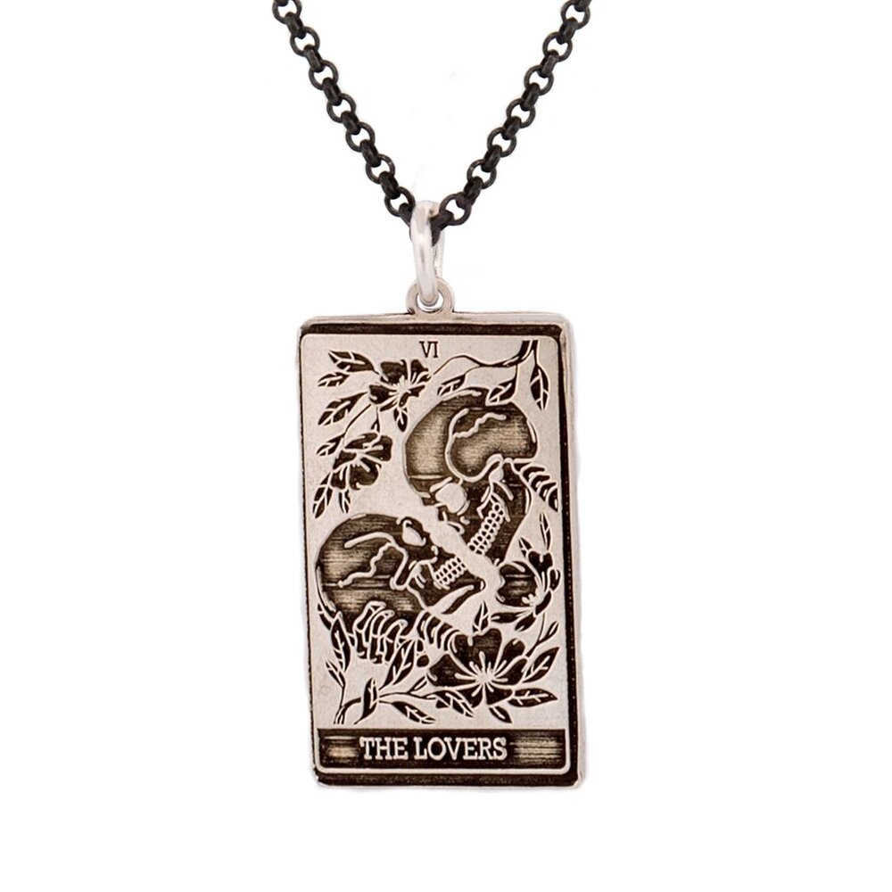 THE LOVERS Tarot Card Necklace, Sterling Silver Tarot Necklace, Tarot Jewe…